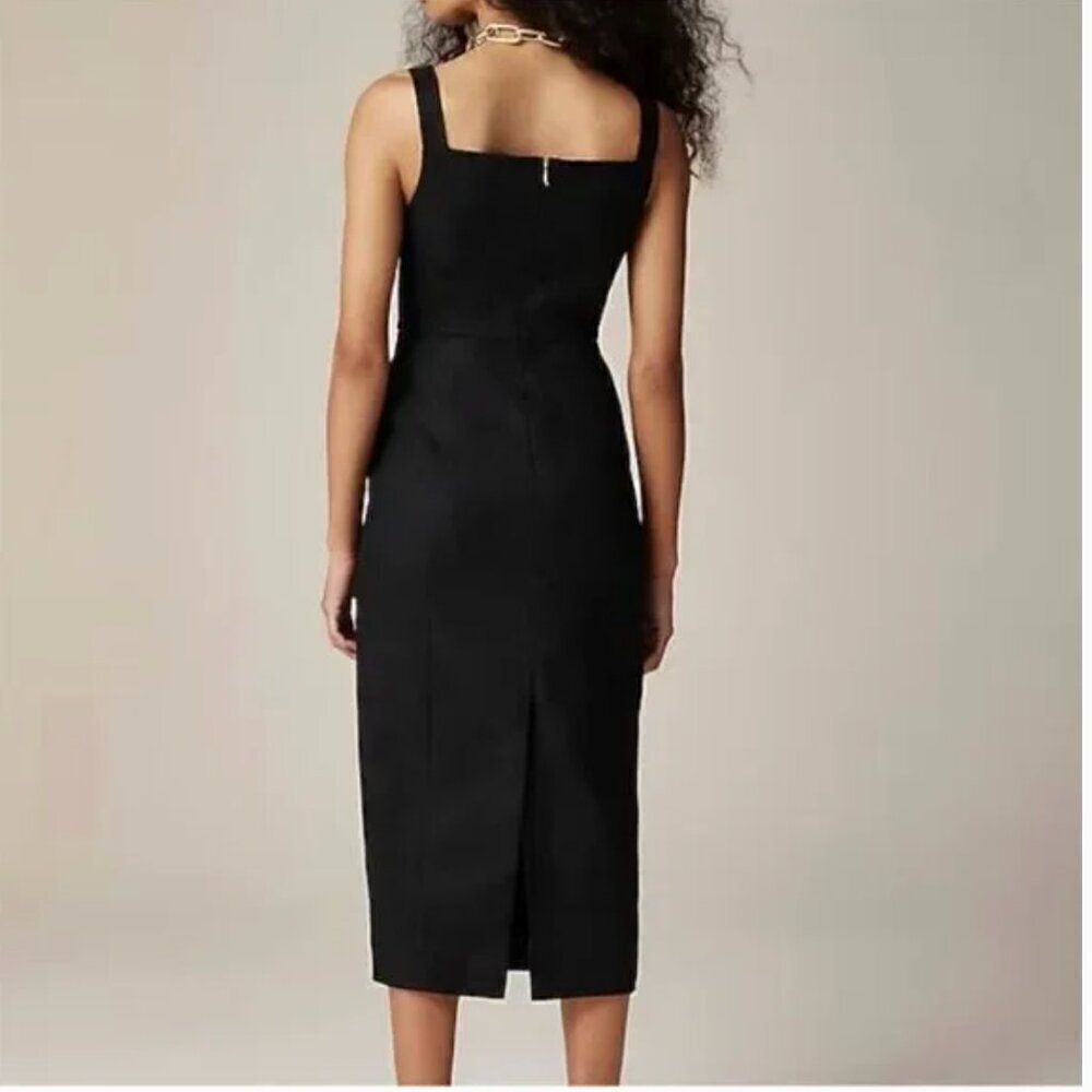 J.crew Colleen Stretch linen-blend sheath dress in Black NWT size 10 - Picture 7 of 14